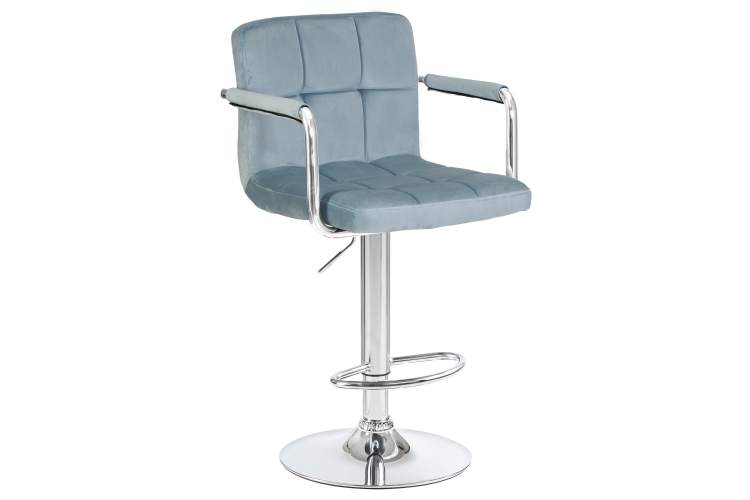 Набор 2 шт Стул барный DOBRIN KRUGER ARM, пудрово-голубой велюр (MJ9-74)-1