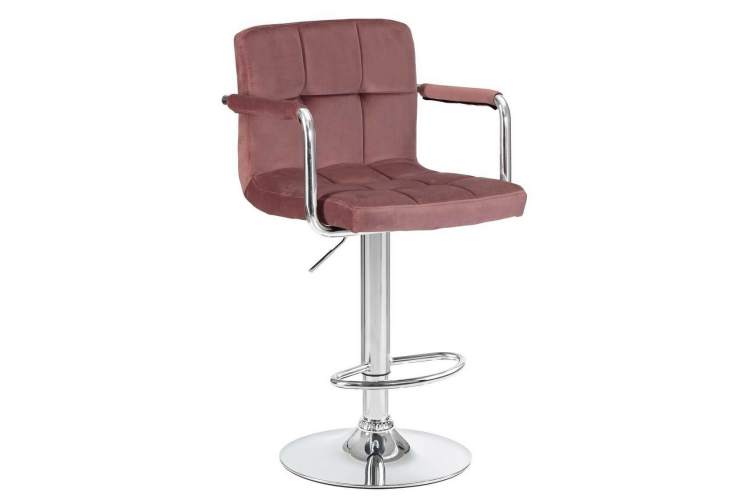 Стул барный DOBRIN KRUGER ARM, пудрово-розовый велюр (MJ9-32)