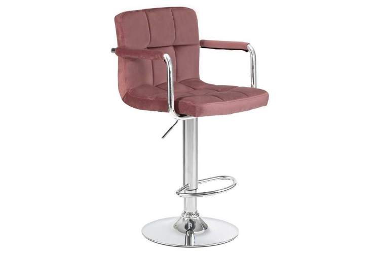 Стул барный DOBRIN KRUGER ARM, пудрово-розовый велюр (MJ9-32)-1