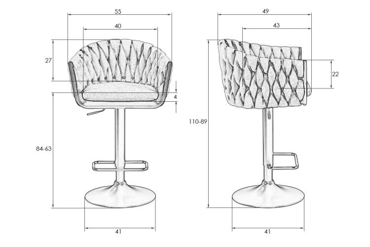 Набор 2 шт Стул барный DOBRIN LEON, синяя ткань (LAR-275-29)-10
