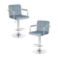 Набор 2 шт Стул барный DOBRIN KRUGER ARM, пудрово-голубой велюр (MJ9-74)