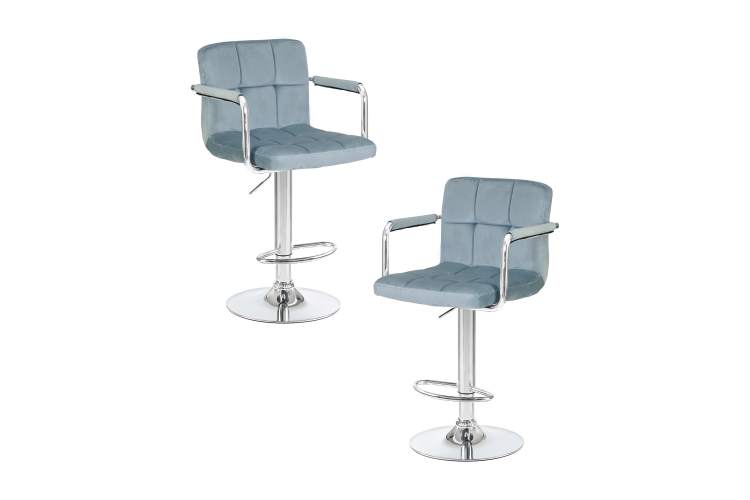 Набор 2 шт Стул барный DOBRIN KRUGER ARM, пудрово-голубой велюр (MJ9-74)