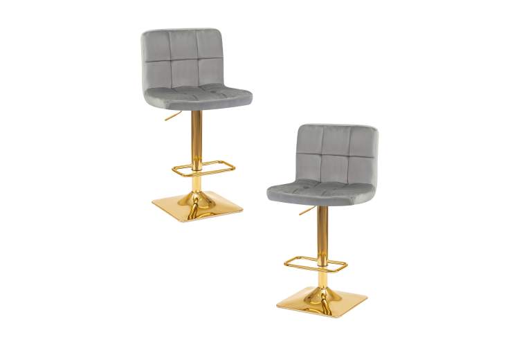 Набор 2 шт Стул барный DOBRIN GOLDIE, серый велюр (MJ9-75)