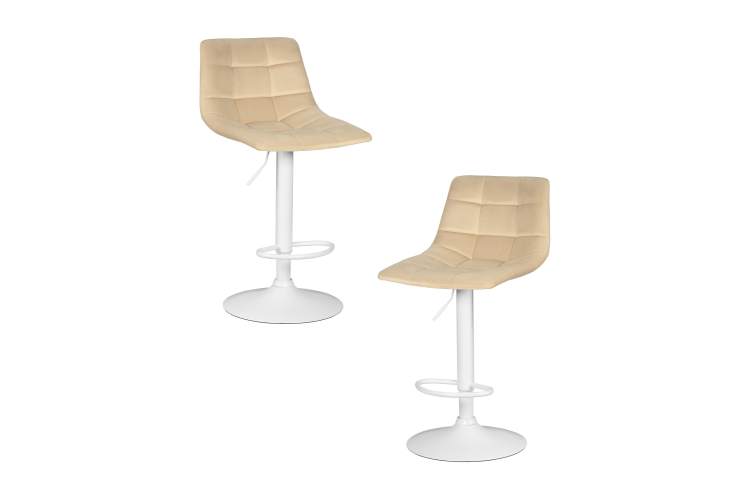 Набор 2 шт Стул барный DOBRIN TAILOR WHITE, бежевый велюр (MJ9-10)