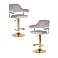 Набор 2 шт Стул барный DOBRIN CHARLY GOLD, серый велюр (MJ9-75)