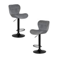 Набор 2 шт Стул барный DOBRIN BARNY BLACK, серый велюр (MJ9-75)