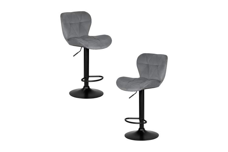 Набор 2 шт Стул барный DOBRIN BARNY BLACK, серый велюр (MJ9-75)