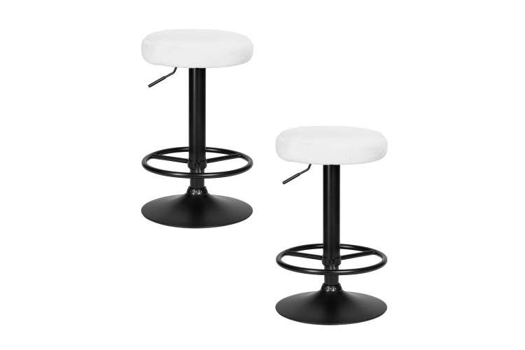 Набор 2 шт Табурет барный DOBRIN TEDDY BLACK, белый букле (13)