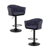 Набор 2 шт Стул барный DOBRIN LEON, синяя ткань (LAR-275-29)