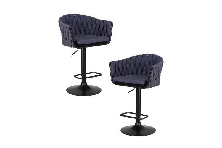 Набор 2 шт Стул барный DOBRIN LEON, синяя ткань (LAR-275-29)