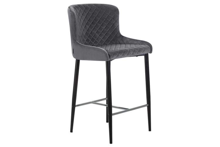 Стул полубарный DOBRIN CHRISTIAN'65, черные ножки, темно-серый велюр (V108-91)-1