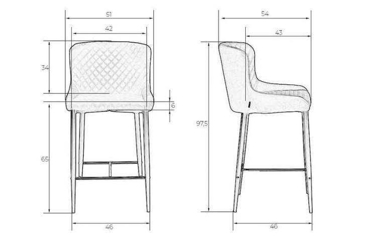 Стул полубарный DOBRIN CHRISTIAN'65, черные ножки, темно-серый велюр (V108-91)-9