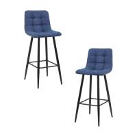 Набор 2 шт Стул барный DOBRIN NICOLE, черные матовые ножки, синяя ткань (UF860-14B)