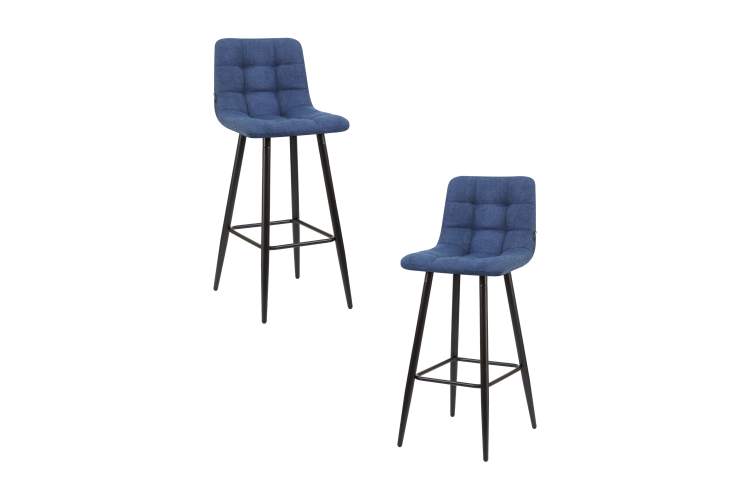 Набор 2 шт Стул барный DOBRIN NICOLE, черные матовые ножки, синяя ткань (UF860-14B)