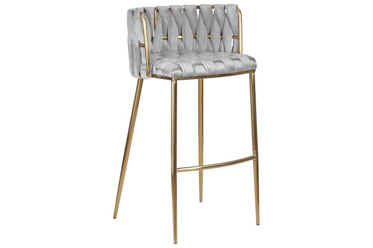 Набор 4 шт Стул барный DOBRIN EMMA GOLD, светло-серый велюр (135-37)-1