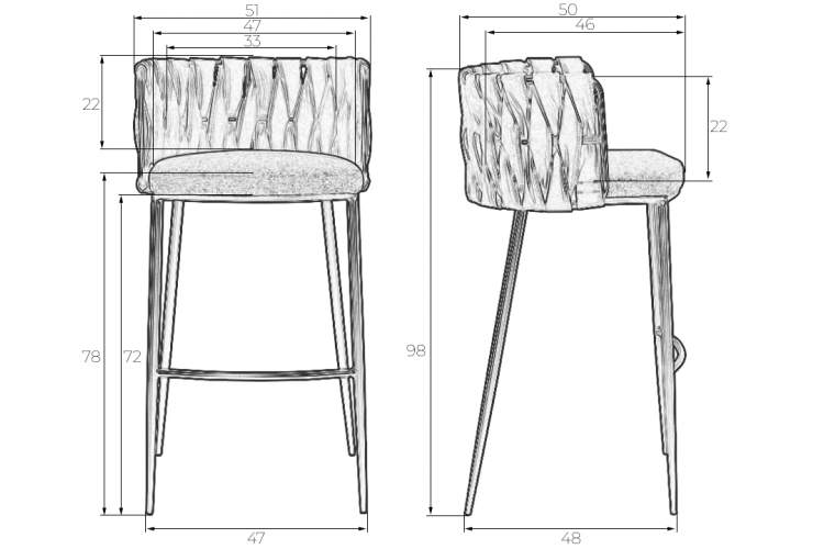 Набор 4 шт Стул барный DOBRIN EMMA GOLD, светло-серый велюр (135-37)-8