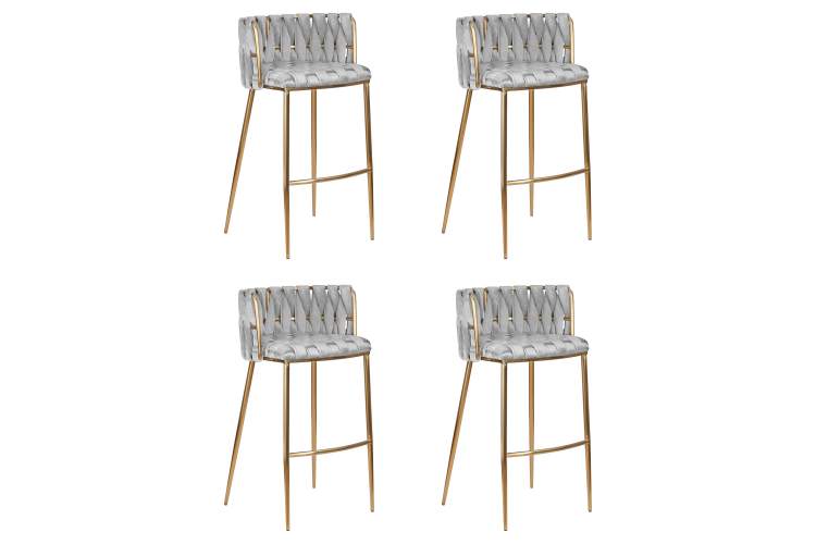 Набор 4 шт Стул барный DOBRIN EMMA GOLD, светло-серый велюр (135-37)