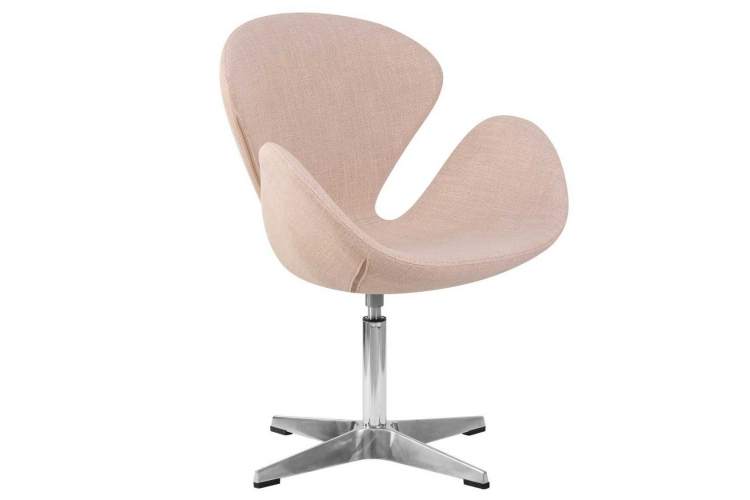Кресло дизайнерское DOBRIN SWAN, бежевая ткань IF1, алюминиевое основание