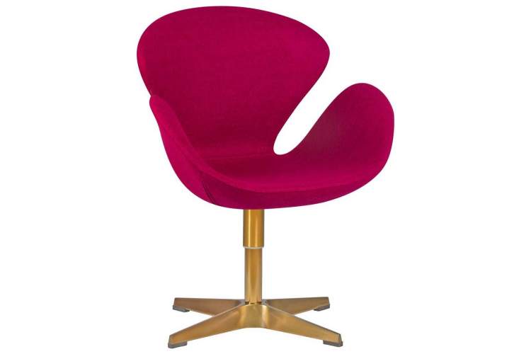 Кресло дизайнерское DOBRIN SWAN, бордо ткань AF5, золотое основание