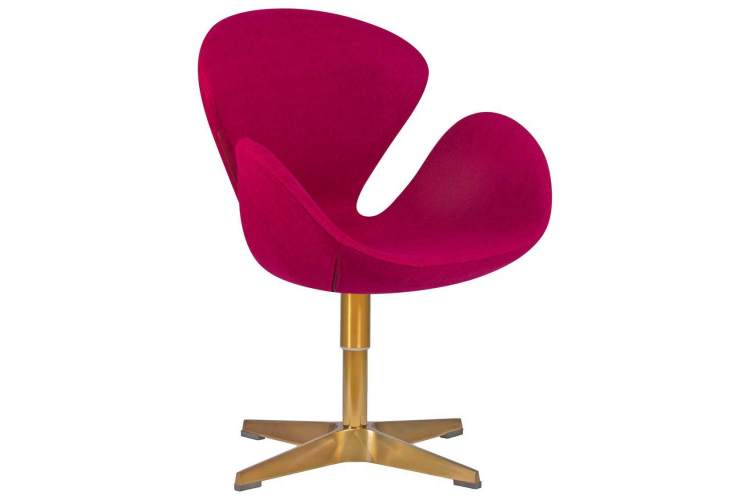 Кресло дизайнерское DOBRIN SWAN, бордо ткань AF5, золотое основание-1