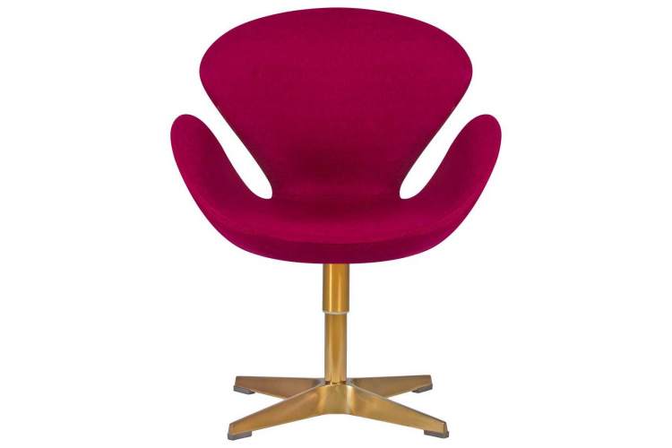 Кресло дизайнерское DOBRIN SWAN, бордо ткань AF5, золотое основание-5