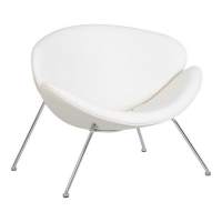 Кресло дизайнерское EMILY, белый винил YP17, хромированная сталь