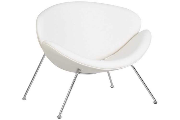 Кресло дизайнерское DOBRIN EMILY, белый винил YP17, хромированная сталь