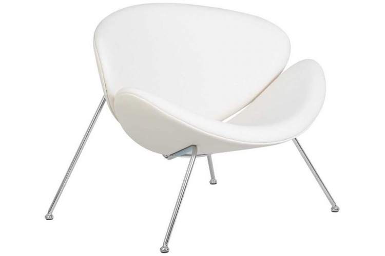 Кресло дизайнерское DOBRIN EMILY, белый винил YP17, хромированная сталь-1