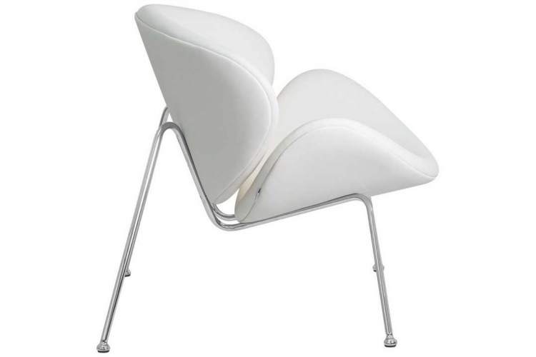 Кресло дизайнерское DOBRIN EMILY, белый винил YP17, хромированная сталь-2