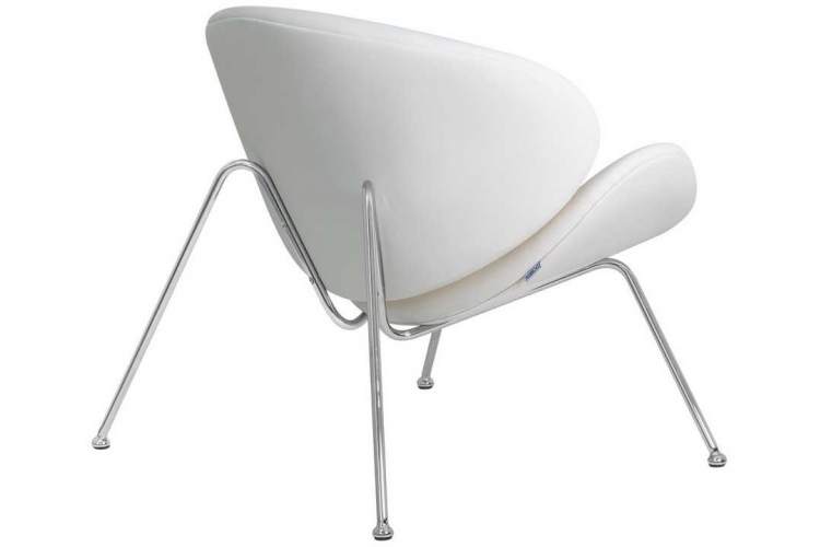 Кресло дизайнерское DOBRIN EMILY, белый винил YP17, хромированная сталь-3