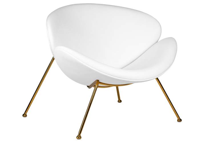 Набор 2 шт Кресло дизайнерское DOBRIN EMILY, белый винил YP17, золотое основание-1