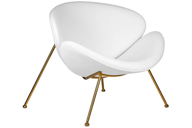 Набор 2 шт Кресло дизайнерское DOBRIN EMILY, белый винил YP17, золотое основание-2