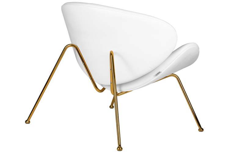 Набор 2 шт Кресло дизайнерское DOBRIN EMILY, белый винил YP17, золотое основание-4