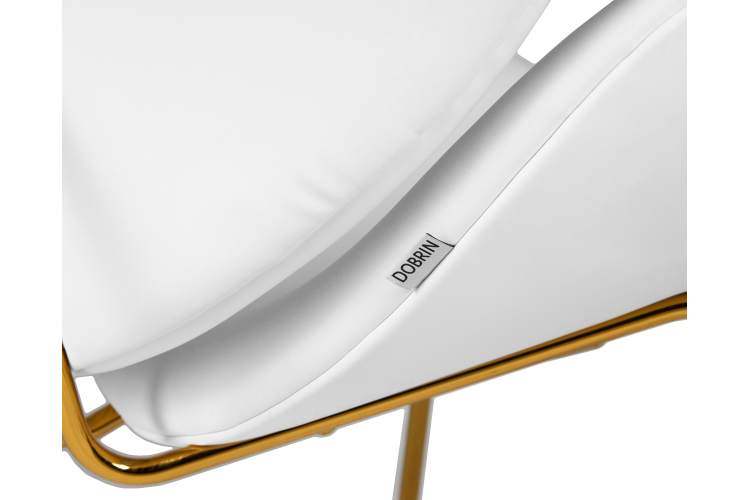 Набор 2 шт Кресло дизайнерское DOBRIN EMILY, белый винил YP17, золотое основание-11