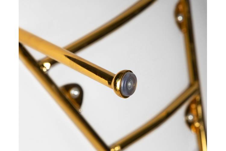 Набор 2 шт Кресло дизайнерское DOBRIN EMILY, белый винил YP17, золотое основание-12