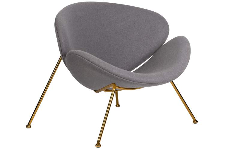 Набор 2 шт Кресло дизайнерское DOBRIN EMILY, серая ткань AF7, золотое основание-2