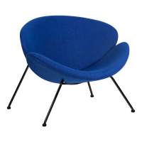 Кресло дизайнерское EMILY, синяя ткань AF6, черное основание