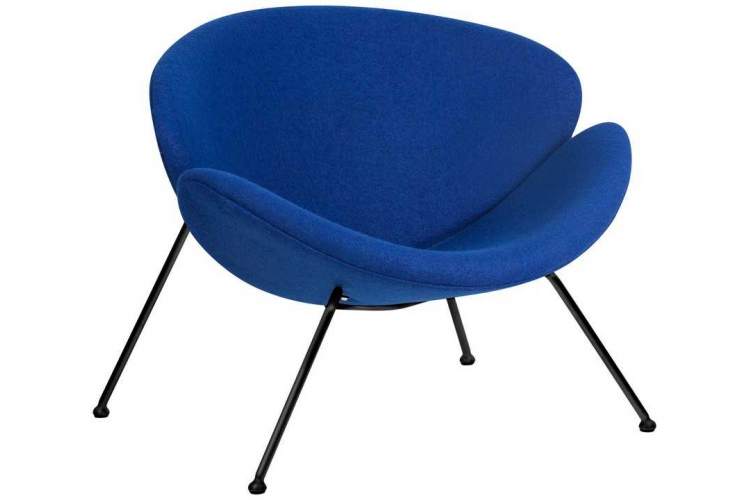 Кресло дизайнерское DOBRIN EMILY, синяя ткань AF6, черное основание