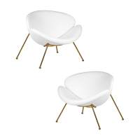 Набор 2 шт Кресло дизайнерское DOBRIN EMILY, белый винил YP17, золотое основание