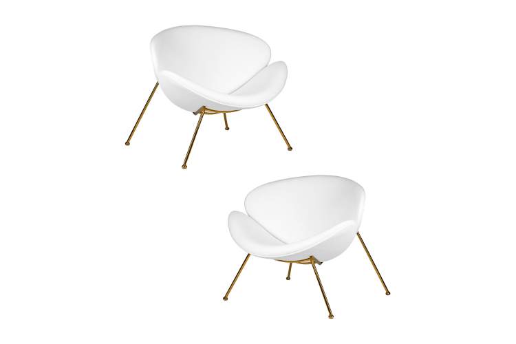 Набор 2 шт Кресло дизайнерское DOBRIN EMILY, белый винил YP17, золотое основание