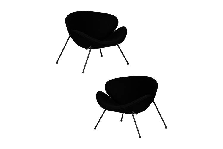 Набор 2 шт Кресло дизайнерское DOBRIN EMILY, черный ткань AF9, черное основание