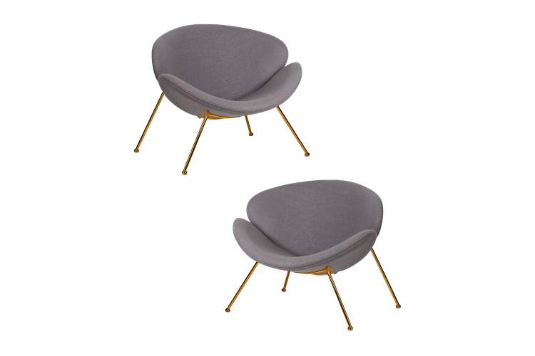 Набор 2 шт Кресло дизайнерское DOBRIN EMILY, серая ткань AF7, золотое основание