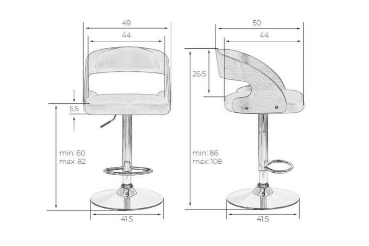 Стул барный DOBRIN NICK, цвет черный PU ABA 001-9