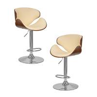 Набор 2 шт Стул барный DOBRIN KARTER, коричневое дерево, кремовый