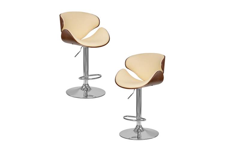 Набор 2 шт Стул барный DOBRIN KARTER, коричневое дерево, кремовый