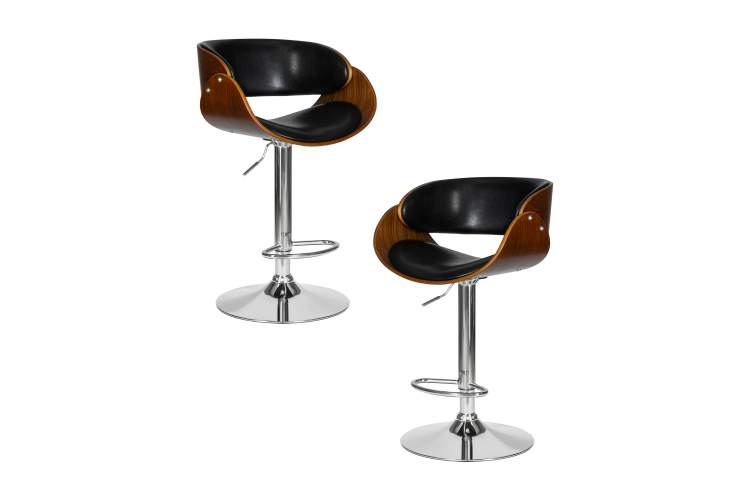 Набор 2 шт Стул барный DOBRIN JOHN, цвет сиденья черный глянец PU ABD 002