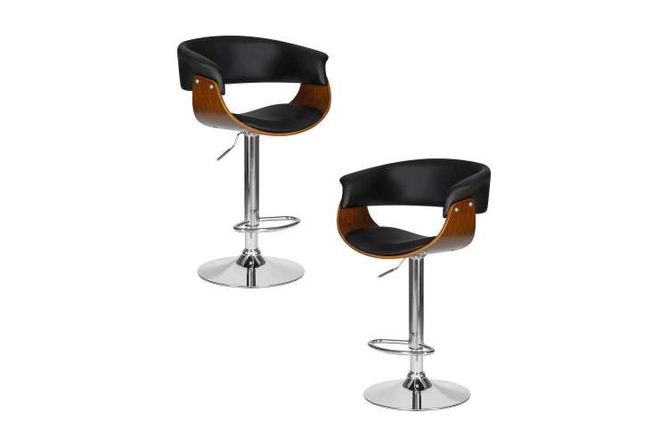 Набор 2 шт Стул барный DOBRIN OSTIN, цвет черный PU ABA 001