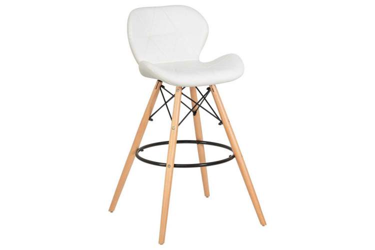 Стул барный DOBRIN BUTTERFLY BAR, ножки светлый бук, цвет белый