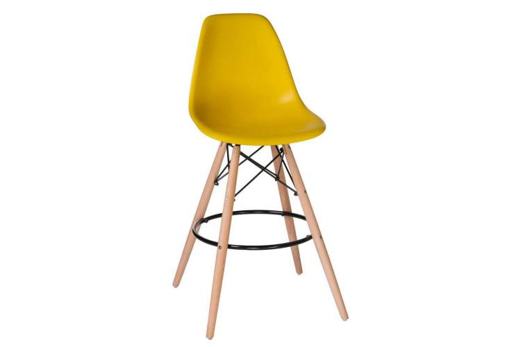 Стул барный LMZL-PP623G, ножки светлый бук, цвет сиденья жёлтый