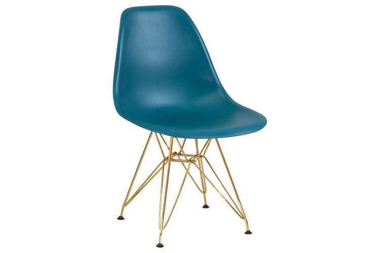 Набор 4 шт Стул обеденный DOBRIN DSR, ножки золотые, цвет морской волны (G-05)-1